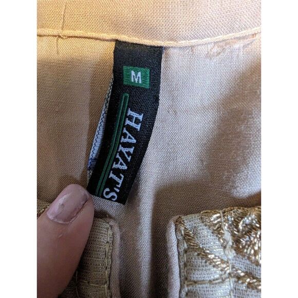 Hayat Embroidered Beige Pink Green Floral Kurti Dress S/M Ethereal Special Occas - Picture 13 of 14